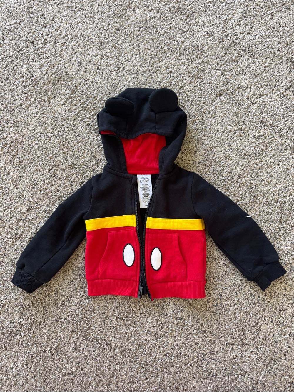 Disney Black, Red & Yellow Mickey Ear Hooded Zip Jacket